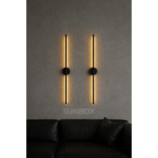 Sunbox Modern Dekoratif LED Duvar Aplik 70 cm Günışığı Siyah 2 Adet ( Pil Dahil )