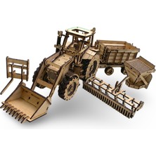 Algwood 3D Ahşap Traktör ve Römork Maketi - Traktör ve Tarım Ekipmanları Maketi - 403 Parça 3D Maket Seti