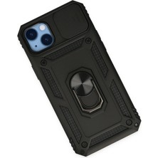 Dadya Milla Ddy  iPhone 14 Plus Kılıf Pars Lens Yüzüklü Silikon - Siyah Mil