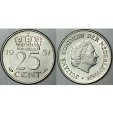 Banknoting Hollanda 25 Cent 1951 Kraliçe Julıana Dönemi.