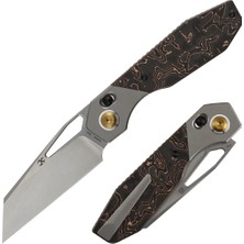 Kansept Qtro | Çapraz Kilit | Kumlanmış Titanyum ve Bakır Karbon Fiber Kakma Sap | Elmax Çelik Çakı | K1118VA1