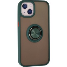 Dadya Milla Ddy  iPhone 15 Kılıf Montreal Yüzüklü Silikon Kapak - Yeşil Mil