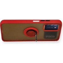 Dadya Milla Ddy  Xiaomi Redmi 9t Kılıf Montreal Yüzüklü Silikon Kapak - Kırmızı Mil