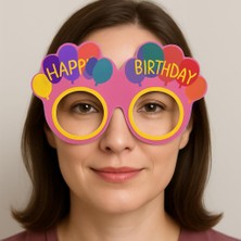 Dadya Milla Ddy Balon Desenli Karton Doğum Günü Gözlükleri 6 Adet Pembe Renk Mil