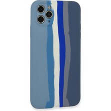Dadya Milla Ddy  iPhone 11 Pro Kılıf Ebruli Lansman Silikon - Mavi-Gri Mil
