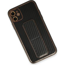 Dadya Milla Ddy  iPhone 12 Kılıf Coco Karbon Standlı Kapak - Siyah Mil