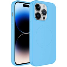 Zore iPhone 11 Pro Max Uyumlu Magsafe Wireless Şarj Özellikli Pastel Renk Silikon Usgn Plas Kapak-Mavi Açık
