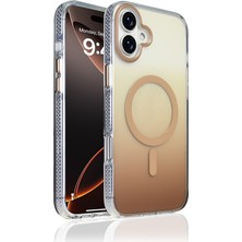 iPhone 16 Kılıf M-Safe Şarj Özellikli Transparan Renk Geçişli Zore Toros Kapak - Gold