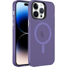Zore iPhone 14 Pro Max Uyumlu Usgn Magsafe Şarj Özellikli Buzlu Transparan C-Pro Sert Kapak-Derin Mor
