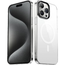 Zore iPhone 15 Pro Max Uyumlu Usgn Wireless Şarj Özellikli Şeffaf G-Glass Kapak-Siyah