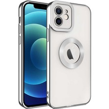 Zore iPhone 12 Uyumlu Kamera Korumalı Logo Gösteren Usgn Omega Kapak-Gümüş