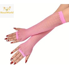 Dadya Milla Ddy 80’ler 90’lar Retro Neon Pembe File Parmaksız Eldiven 26 cm Mil