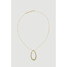 Gusto Oval Aksesuarlı Metal Kolye - Gold