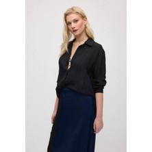 Gusto Rahat Kesim Modal Gömlek - Siyah