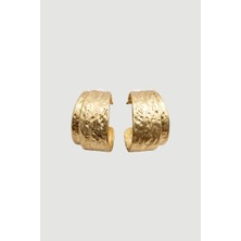 Gusto Kabartmalı Çift Halka Küpe - Gold