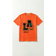 Unisex Basic La Dijital Baskılı Tişört Turuncu / L