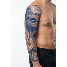 Tattoo 1 Ay Kalıcı 24 Saat Sonra Kararan  Gangstar ve Dolar Desenli Realistic Geçici Dövme