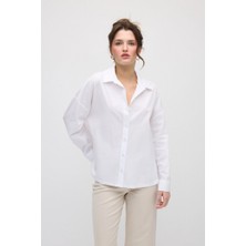 Gusto Rahat Kesim Koton Gömlek - Beyaz