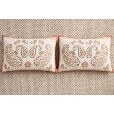 Faralya Life Şal Desenli 2 Li Dekoratif Kırlent Kılıfı  Bohem Modern Koltuk Yastık Kılıfı