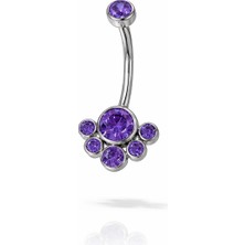 Defne Silver Titanyum Mor Taşlı Göbek Piercing
