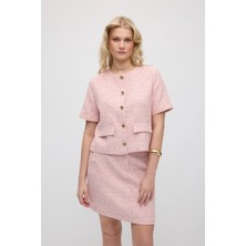 Gusto Kısa Kollu Koton Tüvit Ceket - Pembe