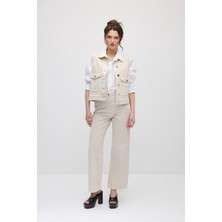 Gusto 5 Cepli Boru Paça Denim Pantolon - Bej