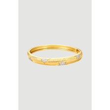 Gusto Yıldız Detaylı Kelepçe Bilezik - Gold
