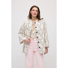 Gusto Nakışlı Koton Kaftan - Ekru