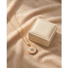 Noshnosh 316L Gold Çelik Paslanmaz Çelik Kapaklı Madalyon Kolye