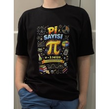 Pidal Giyim Pi Günü Temalı Pi Sayısı Baskılı Yumuşak Dokulu Pamuklu Kısa Kollu Unisex Çocuk Tişörtü