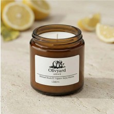 Limon Kokulu Amber Kavanoz Bitkisel Bazlı El Yapımı Beyaz Renk Soya Mumu 100GR