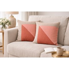 Faralya Life %70 Pamuk %30 Polyester Parçalı 2 Li Kırlent Kılıfı 45X45 cm –  Dekoratif Koltuk Yastık Kılıfı Modern Salon Dekoru