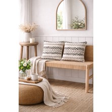 Faralya Life %70 Pamuk %30 Polyester Baskılı Geometrik Desenli 2 Li Kırlent Kılıfı 45X45 cm –  Dekoratif Koltuk Yastık Kılıfı Modern Salon Dekoru