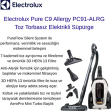 Electrolux Pure C9 Allergy 7 Kademeli Filtrasyon, Ömür Boyu Kullanımlı Filtre PC91-ALRG Toz Torbasız Elektrikli Süpürge