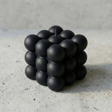 Siyah Bubble Küp Amber Kokulu Bitkisel Bazlı Dekoratif Mum