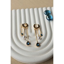 First Jewelry Nazar Boncuklu Incili Sallantılı Kadın Çelik Küpe