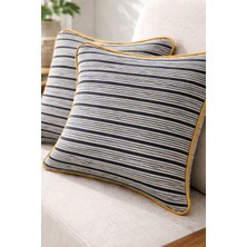 Faralya Life Çizgili Kırlent Kılıfı 2 Li 45X45 cm –  Dekoratif Koltuk Yastık Kılıfı Modern Salon Dekoru