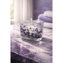 Çiçek Dekorlu Jel Bardak Mum