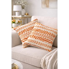 Faralya Life Baskılı Geometrik Desenli 2 Li Kırlent Kılıfı 45X45 cm –  Dekoratif Koltuk Yastık Kılıfı Modern Salon Dekoru