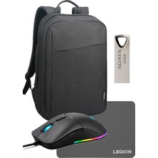 Lenovo M210 Rgb Oyuncu Mouse + Legion Mouse Pad + Lenovo B210 Sırt Çantası + Adata 32GB UV210 Flash Bellek 4’lü Set