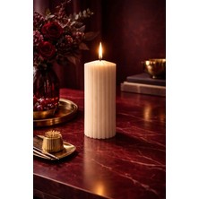 Leylak Kokulu Uzun Şamdan El Yapımı Bitkisel Bazlı Beyaz Soya Mumu 21CM