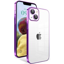 Zore iPhone 14 Uyumlu Kamera Korumalı Renkli Çerçeveli Usgn Garaj Kapak-Lila