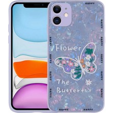 Zore iPhone 12 Kılıf Desenli Sert Silikon Usgn Mumila Kapak-Lilac Flower
