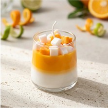 Kalp Süslemeli Limon Kokulu Turuncu Pasta | Bitkisel Bazlı El Yapımı Bardak Soya Mumu