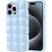 Zore Apple iPhone 15 Pro Max Kılıf Parlak Esnek Silikon Usgn Dom Dom Kapak-Mavi