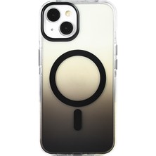 Zore iPhone 13 Kılıf M-Safe Şarj Özellikli Transparan Renk Geçişli Usgn Toros Kapak - Siyah
