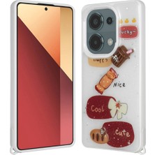 Zore Xiaomi Poco M6 Pro 4g Kılıf Parlayan Simli Kabartma Figürlü Usgn Cevze Kapak-Beyaz