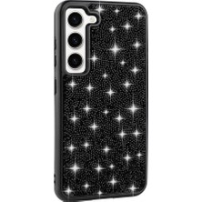 Zore Galaxy S23 Kılıf Parlak Taşlı Tasarım Usgn Pırlanta Kapak-Siyah