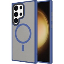 Zore Galaxy S24 Ultra Kılıf Sert Pc Arka Yüzey Wireless Şarj Özellikli Usgn Flet Magsafe Kapak-Lacivert
