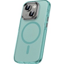 Zore Apple iPhone 15 Kılıf Airbagli Magsafe Wireless Şarj Özellikli Lens Koruyuculu Usgn Klaptika Kapak-Mavi Açık